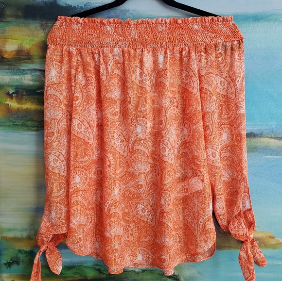 Michael Kors Paisley-Print Off-The-Shoulder Top - Picture 5 of 15